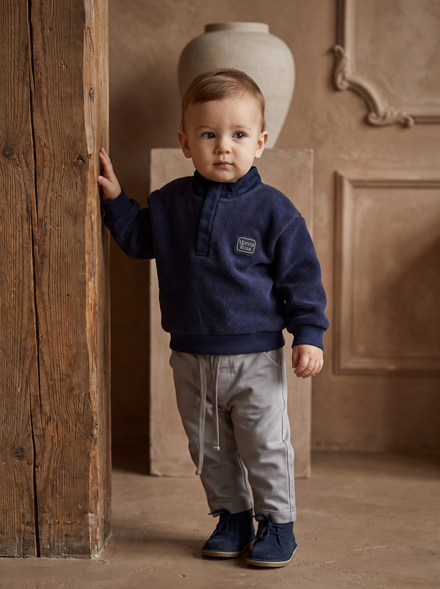 Boys' Fleece Sweatshirt 2-Piece Set - Navy Blue - MONNA ROSA