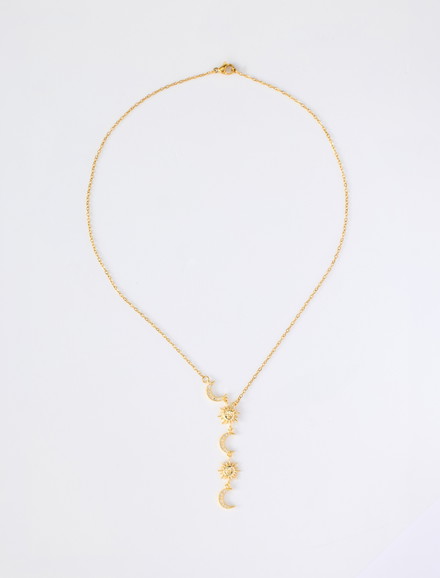 Yellow Sun And Moon Model Y Necklace - JIMMY KEY