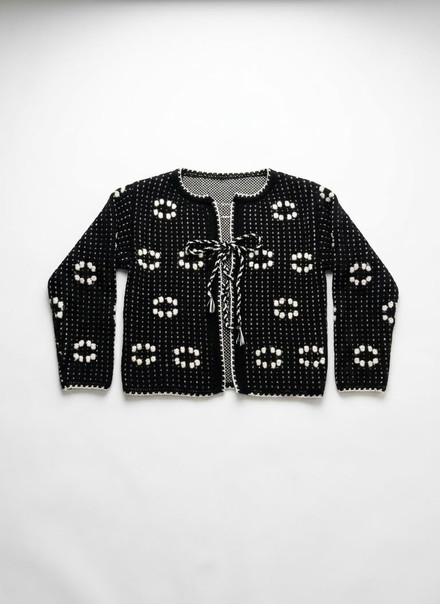 Bicolor Tie Up Cardigan