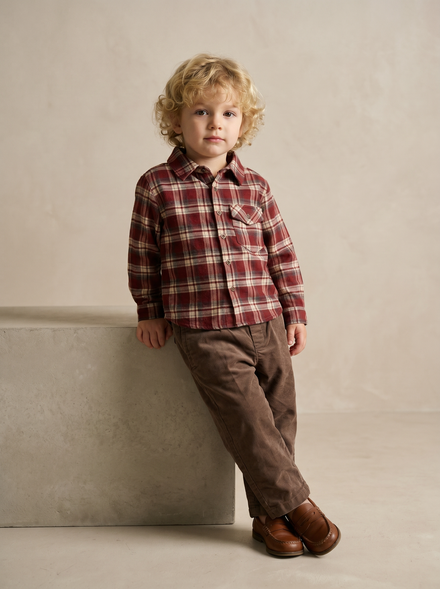 Boy's Flannel Shirt With Corduroy Pants - MONNA ROSA