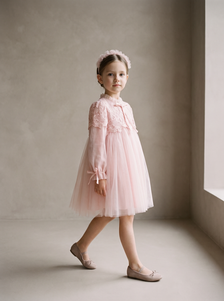Ceremonial Dress With Lace Details - MONNA ROSA