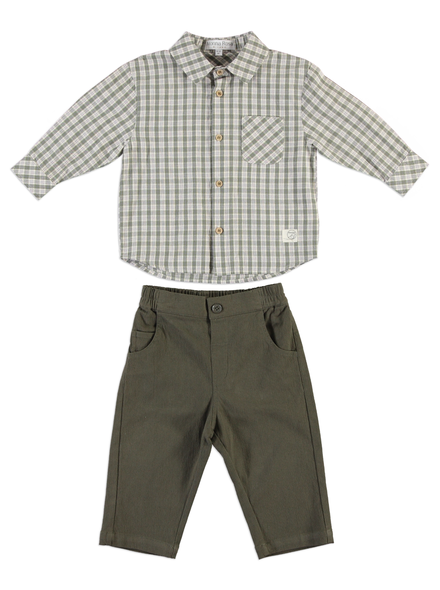 Boys Plaid Shirt And Pants Set - MONNA ROSA