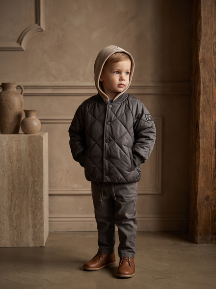 Boys Hooded Puffer Jacket 3-Piece Set - MONNA ROSA