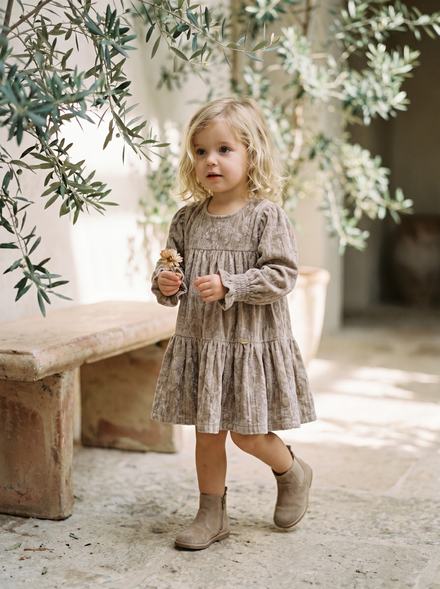 Patterned Luxury Velvet Dress - MONNA ROSA