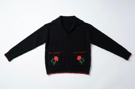 Polo Neck Rose Pocket Jumper