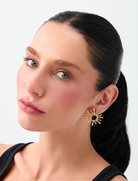 Yellow Sun-Shaped Dangle Earrings - JIMMY KEY